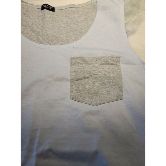 Coofandy Shirt Size M Mens Sleeveless Workout Gray/Blue Gym Running‎ T Shirt - Picture 3 of 4